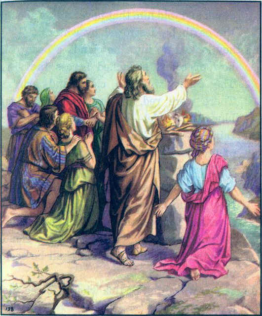 Gen0820-0917 Noah offers a sacrifice and God gives a rainbow as a sign of His covenant.jpg